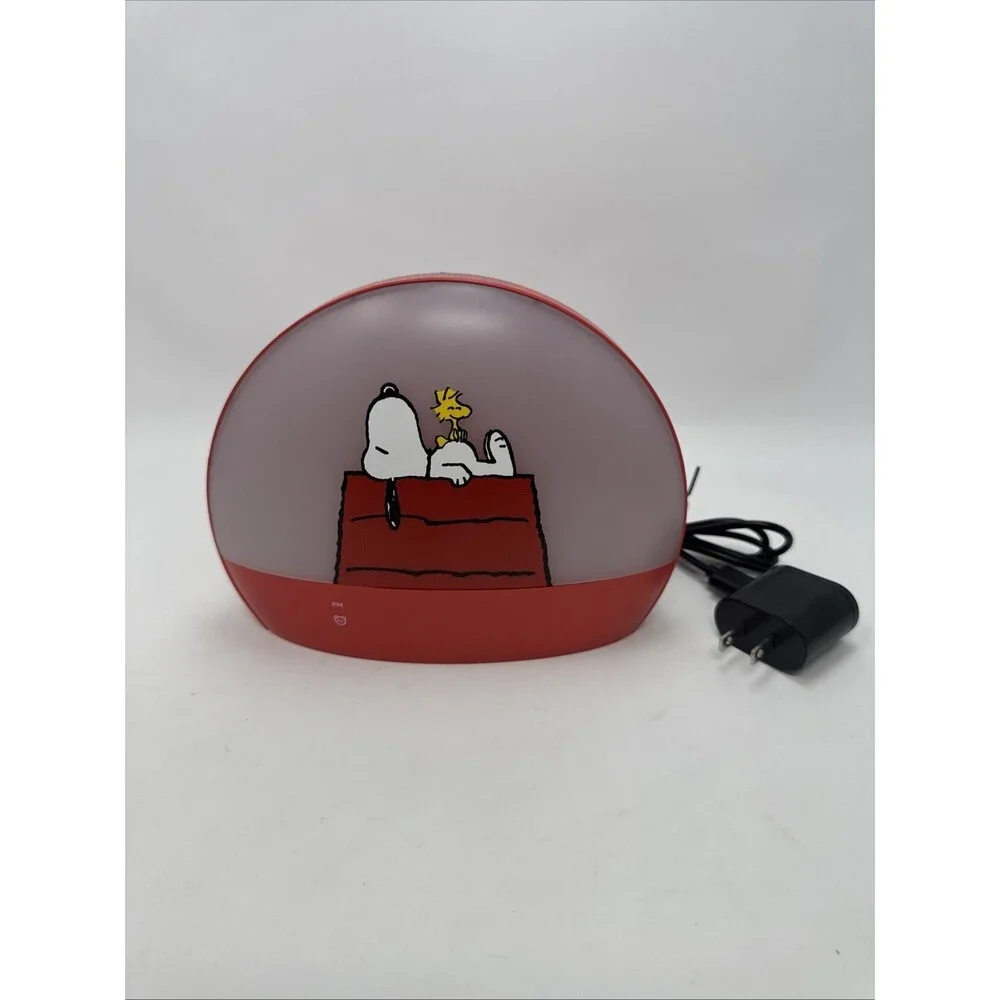 Peanuts Snoopy Sunrise Alarm Clock Red Digital Display Gradual Light Temperature